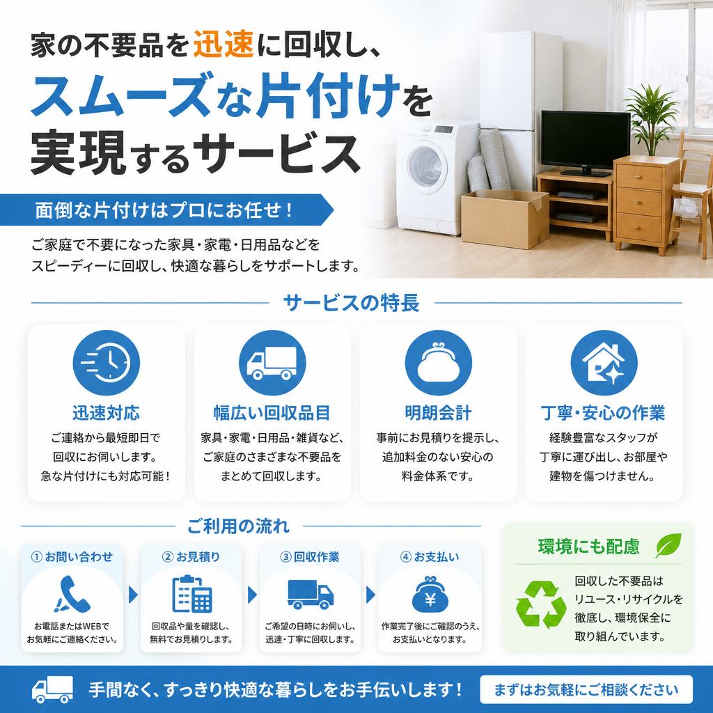 不要品回収でスムーズな片付け