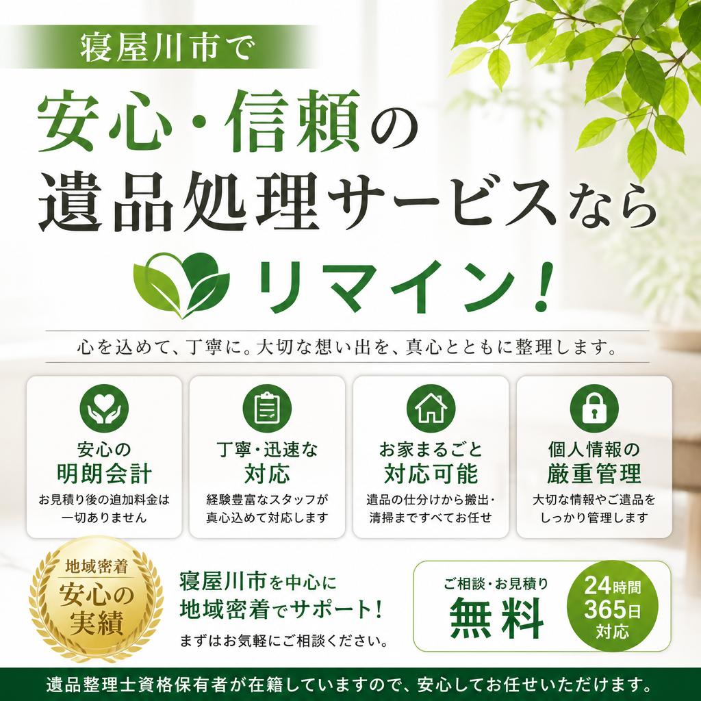 寝屋川市で安心・信頼の遺品処理サービスならリマイン！