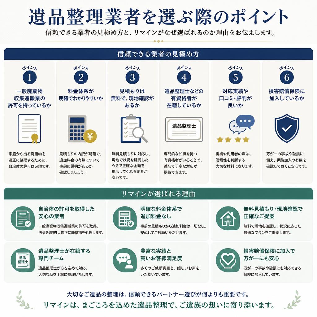 遺品整理業者の選び方