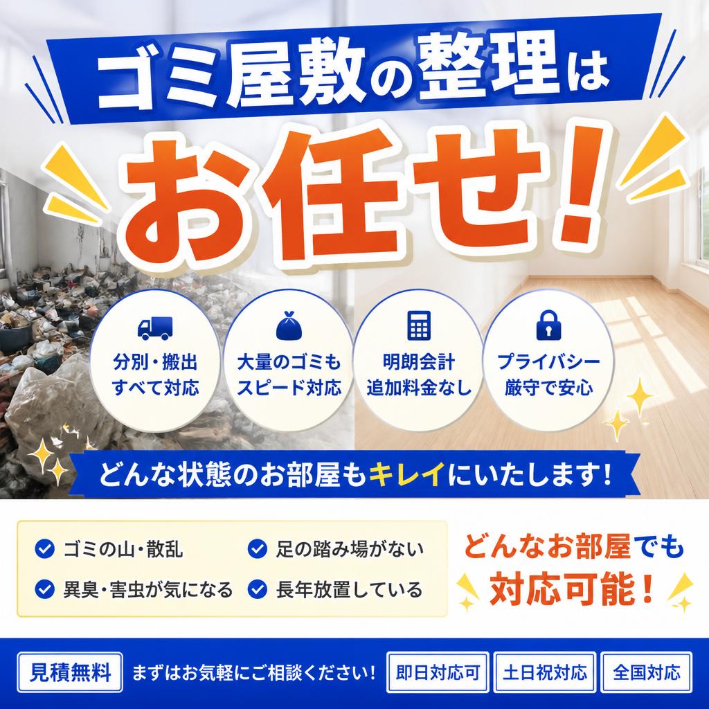 ゴミ屋敷の整理はお任せ！