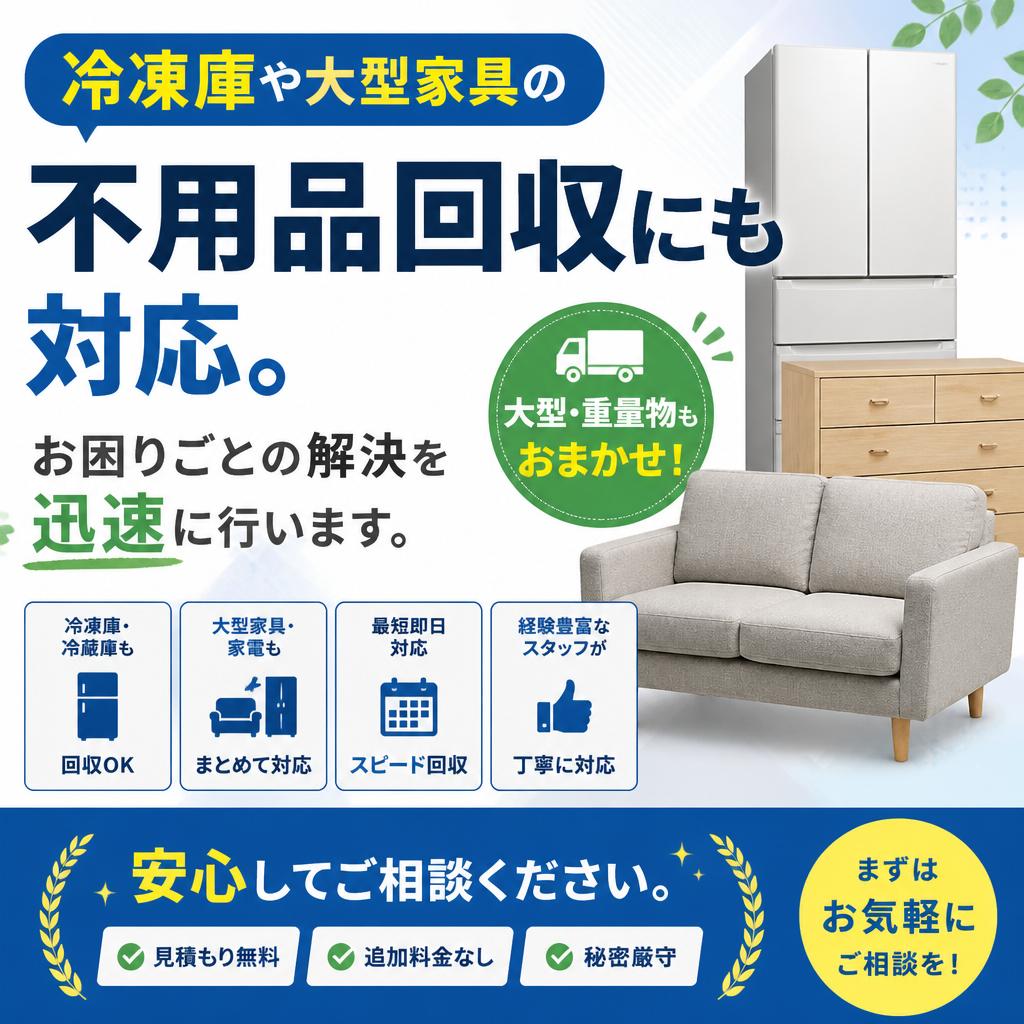 冷凍庫などの大型不用品回収