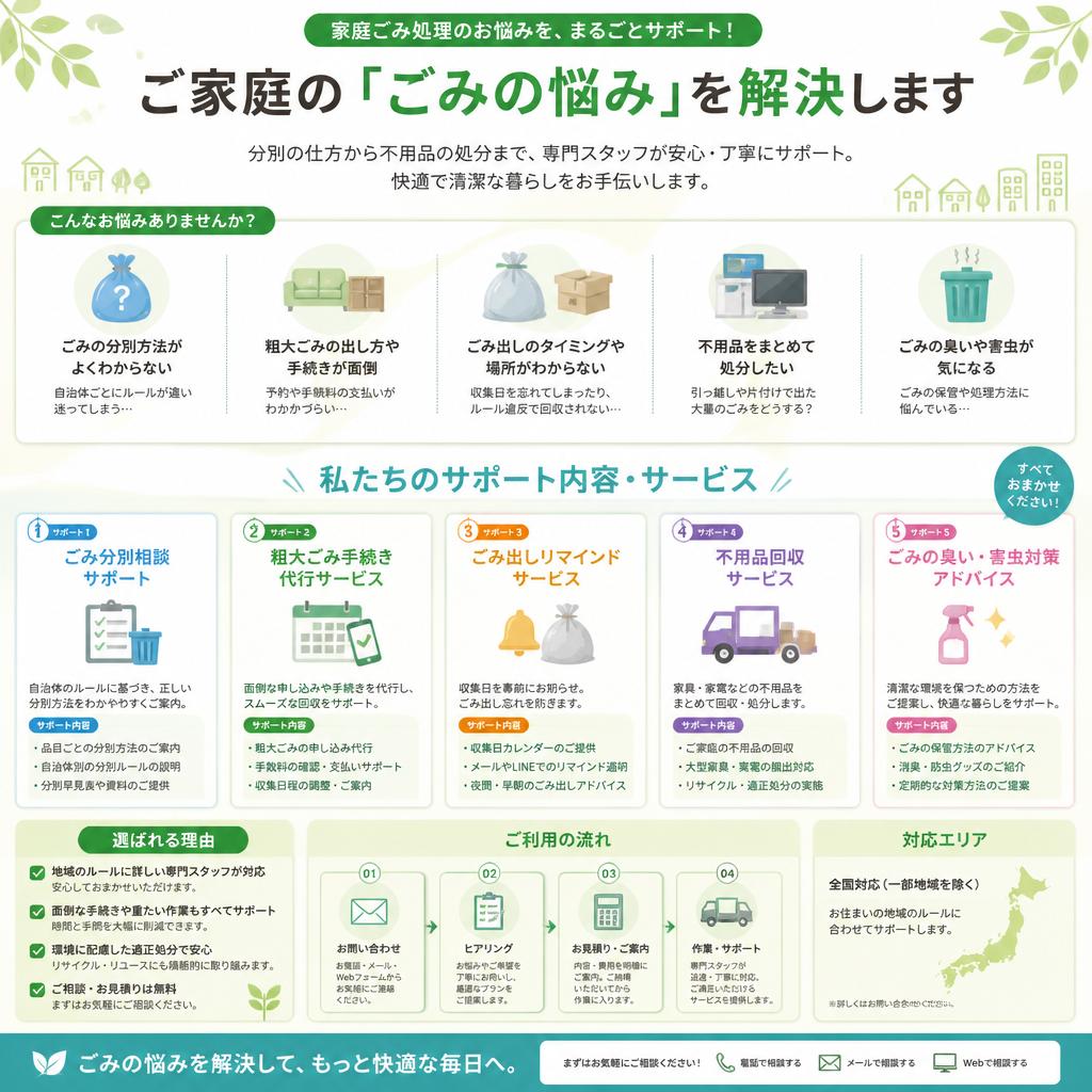 家庭ごみ処理の悩み こんなお手伝いができます!