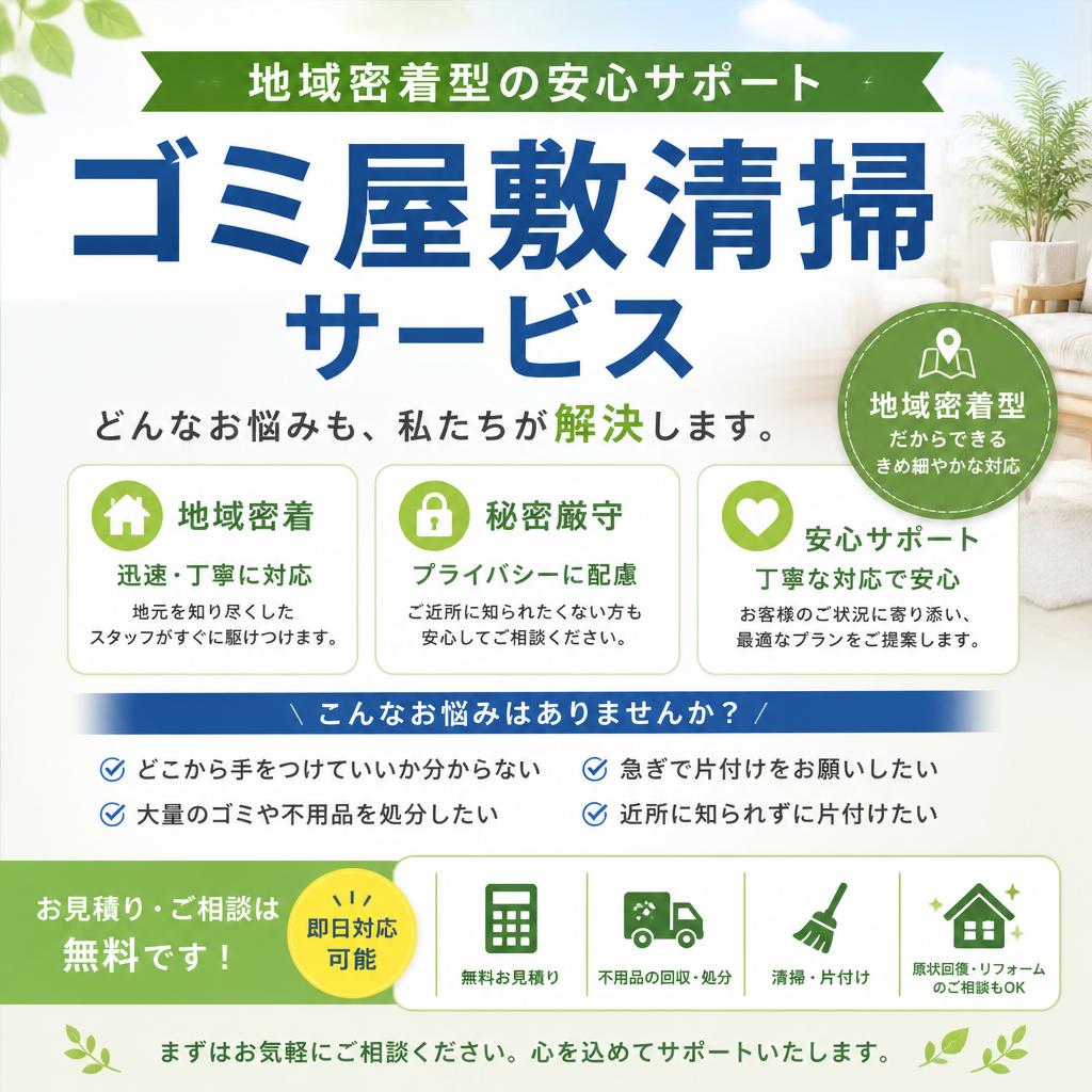 地域密着型のゴミ屋敷清掃サービスで安心のサポートを提供