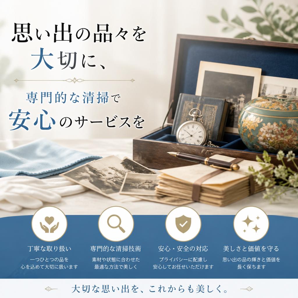 思い出の品々を大切に、専門的な清掃で安心のサービスを提供します
