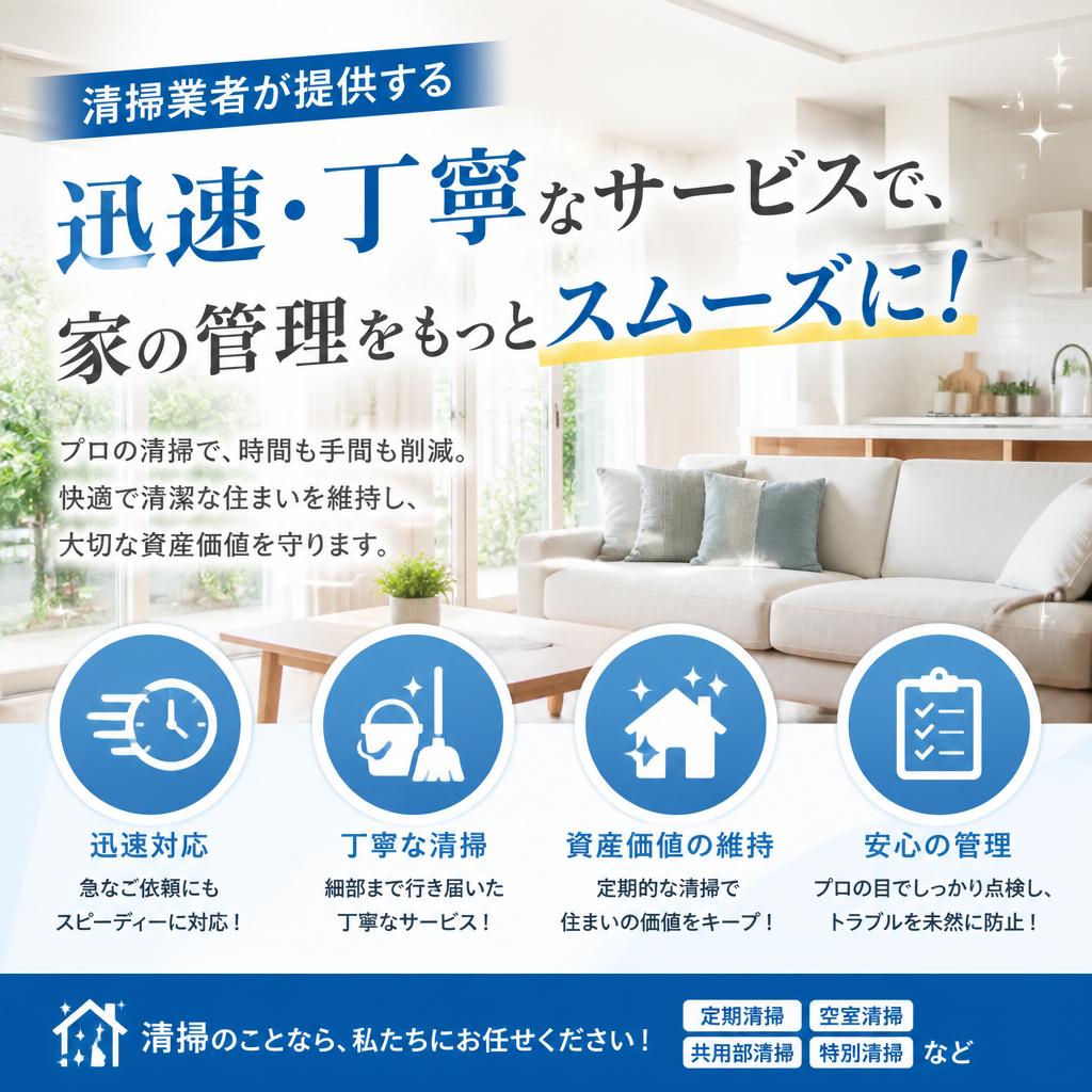 清掃業者が提供する迅速・丁寧なサービスで、家の管理をもっとスムーズに！