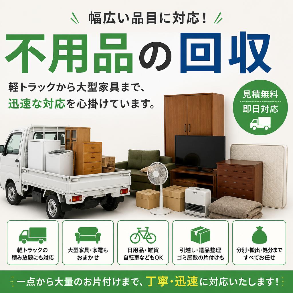 不用品回収のプロフェッショナル